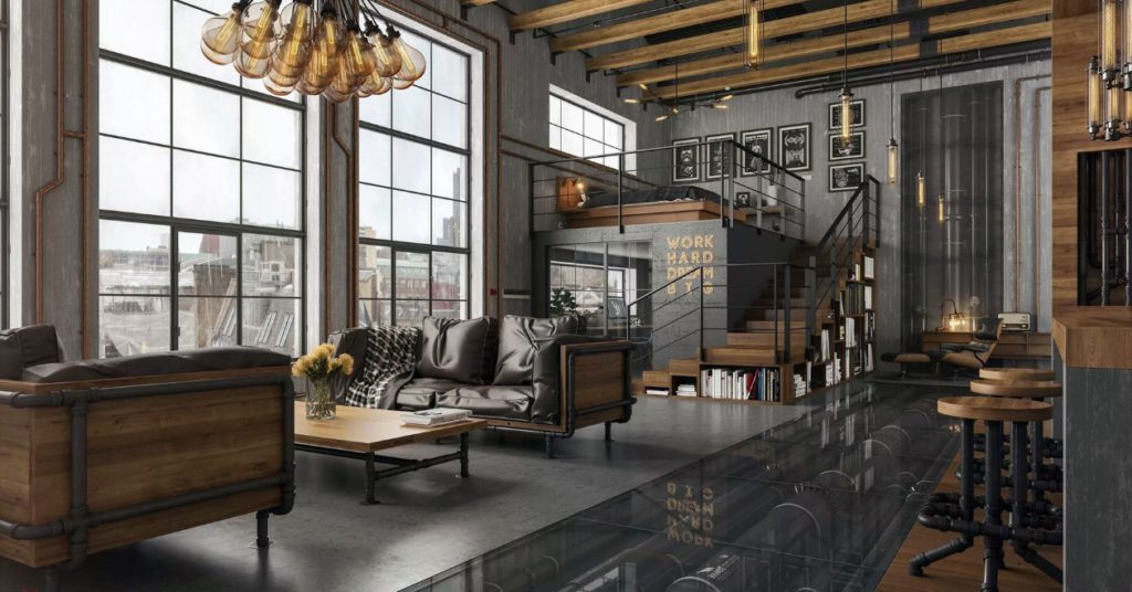 Sala de Estar Estilo Industrial